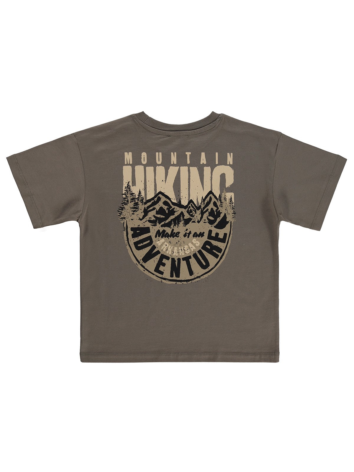 Civil Boys Hıkıng Sırt Baskılı 6-9 Yaş Tişört - Kahverengi