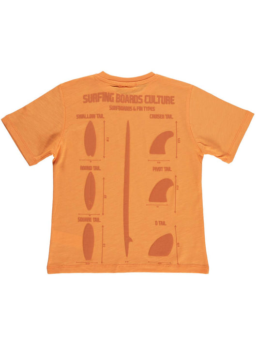 Civil Boys Surfing Sırt Baskılı 10-13 Yaş Tişört - Turuncu