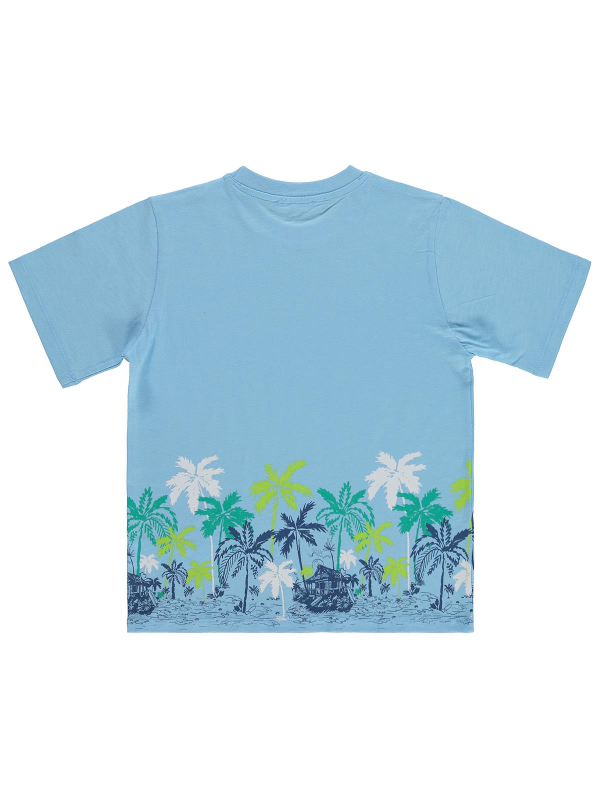 Civil Boys Hawaii palmiye baskılı 6-9 Yaş Tişört - Mavi