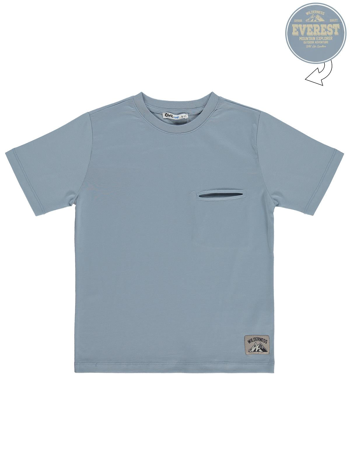 Civil Boys Everest Baskılı 10-13 Yaş Tişört - Mavi