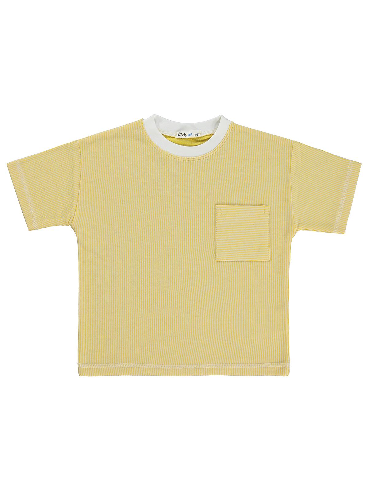 Civil Boys Karyoka Dikişli Cepli 2-5 Yaş Tişört - Sarı