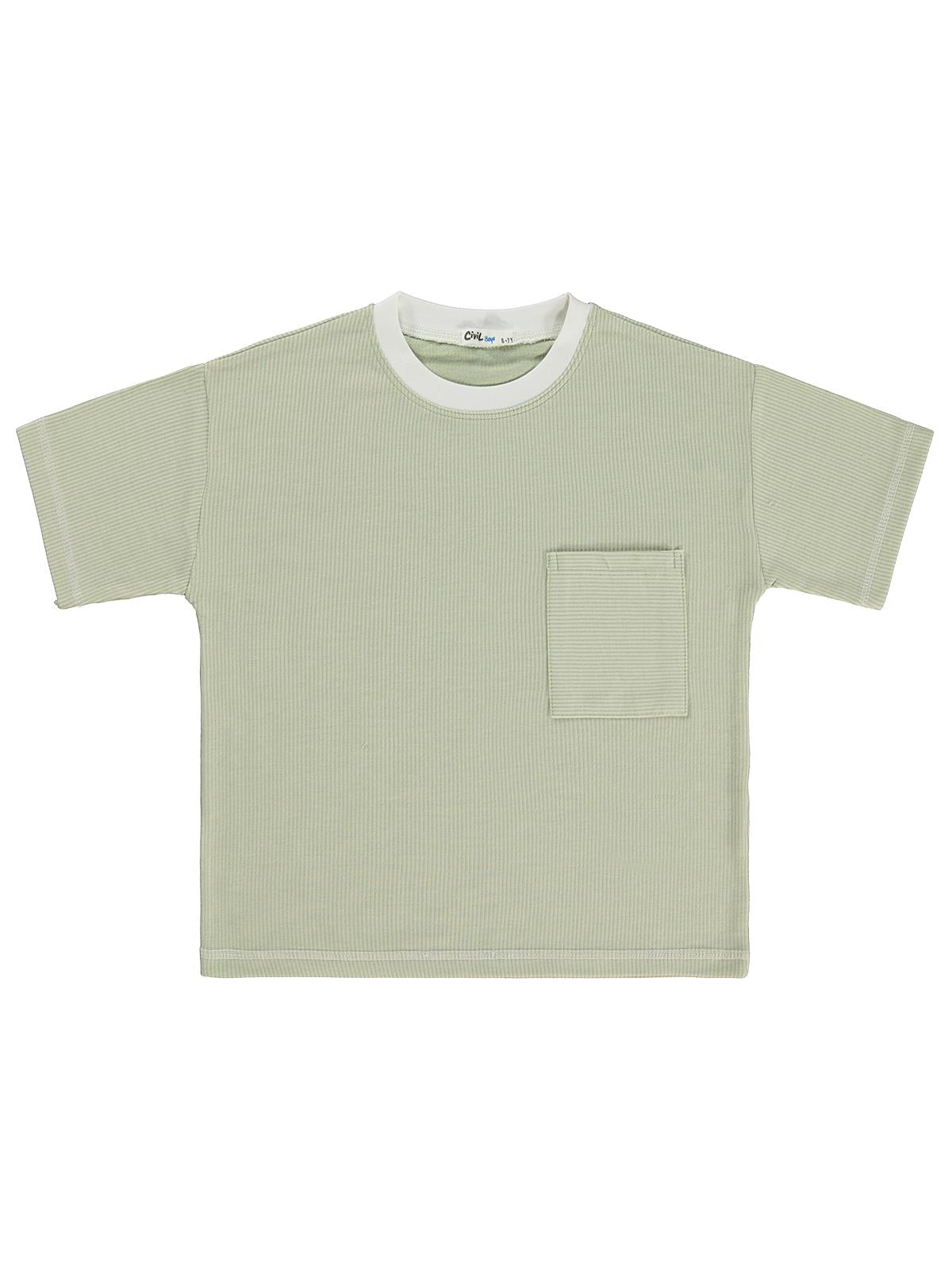 Civil Boys Karyoka Dikişli Cepli 10-13 Yaş Tişört - Yeşil