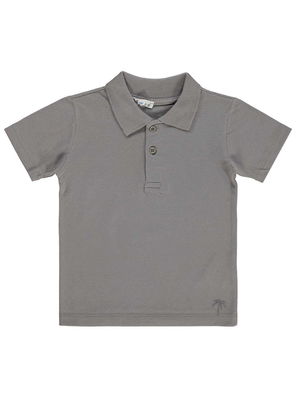 Civil Boys Erkek Çocuk Palmiye Nakışlı Polo Yaka 2-5 Yaş Tişört - Gri