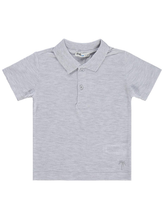 Civil Boys Erkek Çocuk Palmiye Nakışlı Polo Yaka 2-5 Yaş Tişört - Gri