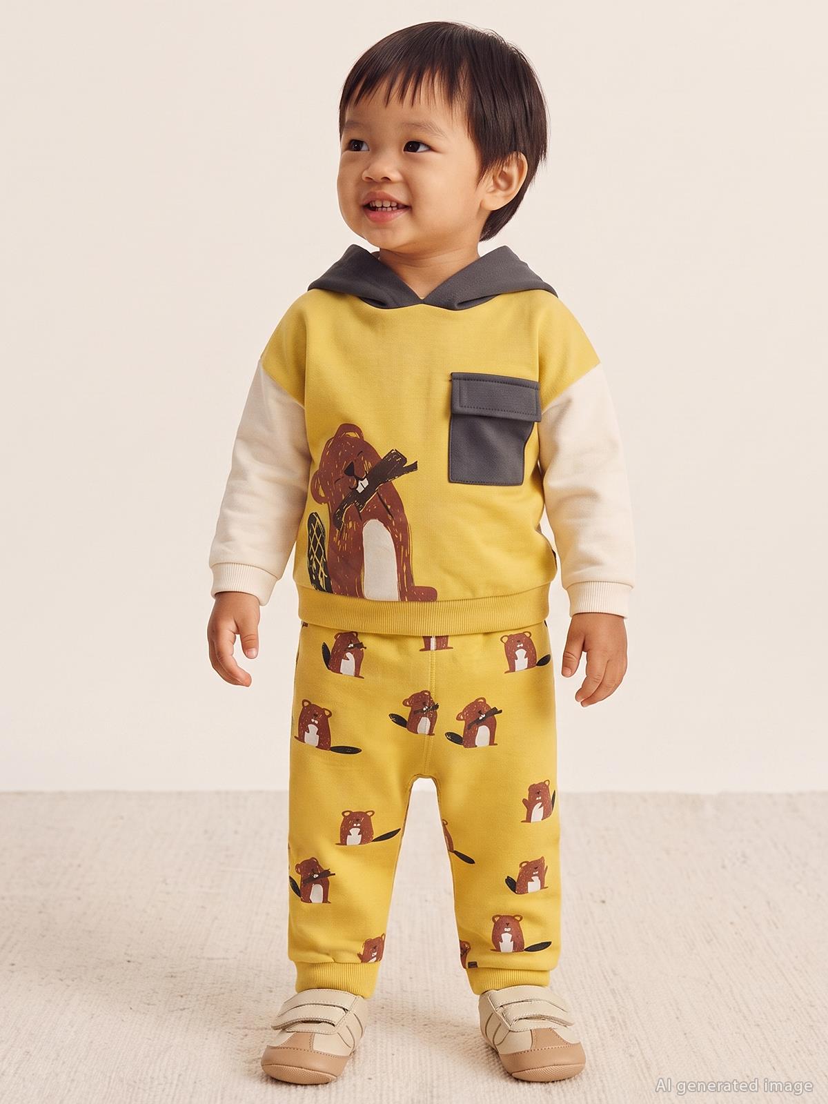 Civil Baby Cepli Kapşonlu 6-18 Ay Takım - Hardal