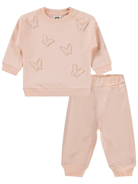 Civil Baby Kelebek Nakışlı 6-18 Ay Takım - Pembe