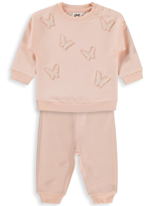 Civil Baby Kelebek Nakışlı 6-18 Ay Takım - Pembe