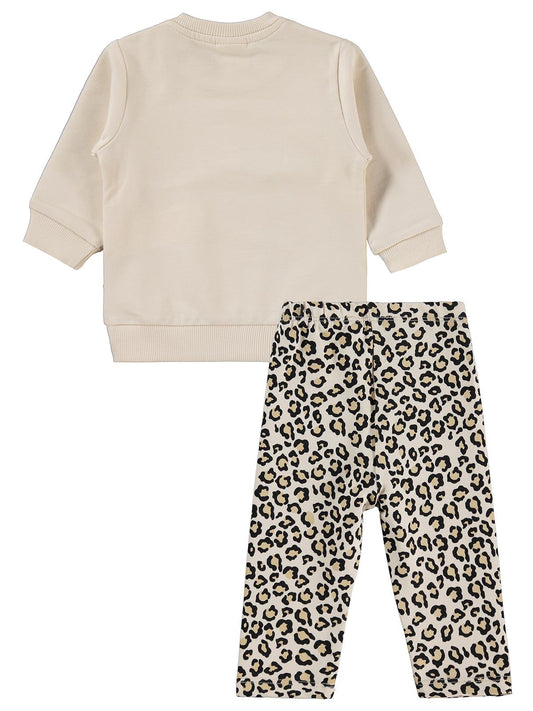 Civil Baby Leopar Kedi Baskılı 6-18 Ay Takım - Bej