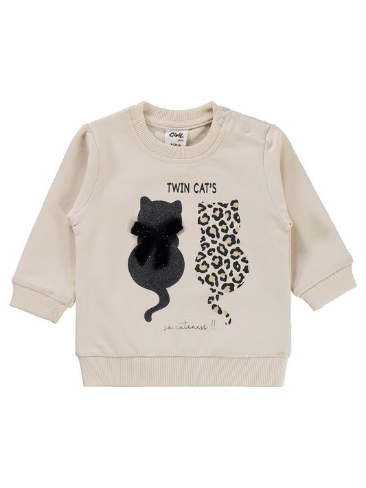 Civil Baby Leopar Kedi Baskılı 6-18 Ay Takım - Bej
