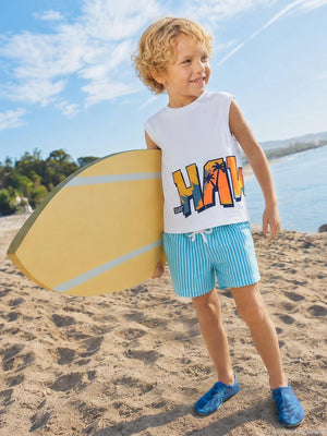 Civil Boys Hawaii Basklı 2-5 Yaş Tişört - Kırık Beyaz