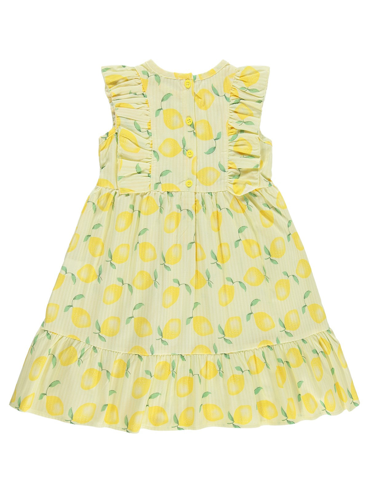 Civil Girls Limon Desenli 6-9 Yaş Elbise - Sarı