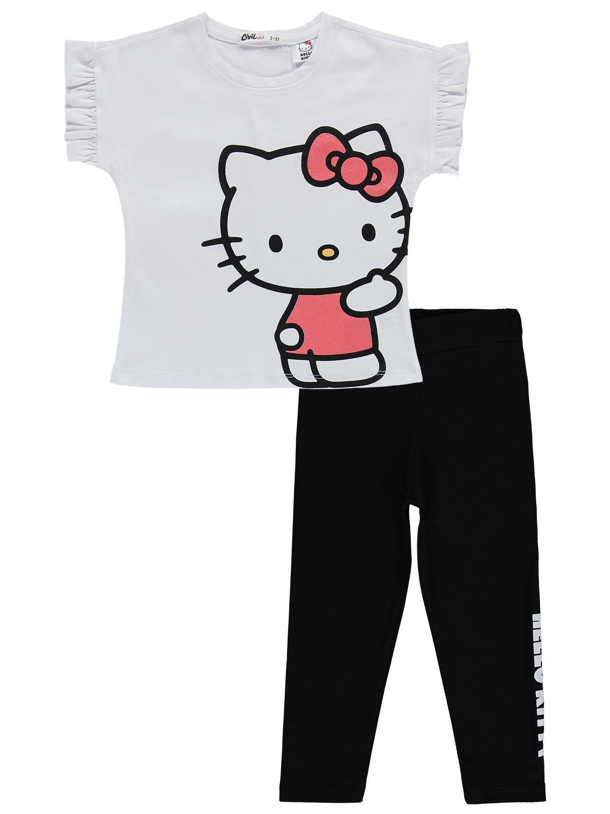 Hello Kitty 2-5 Yaş Takım - Kırık Beyaz-Siyah