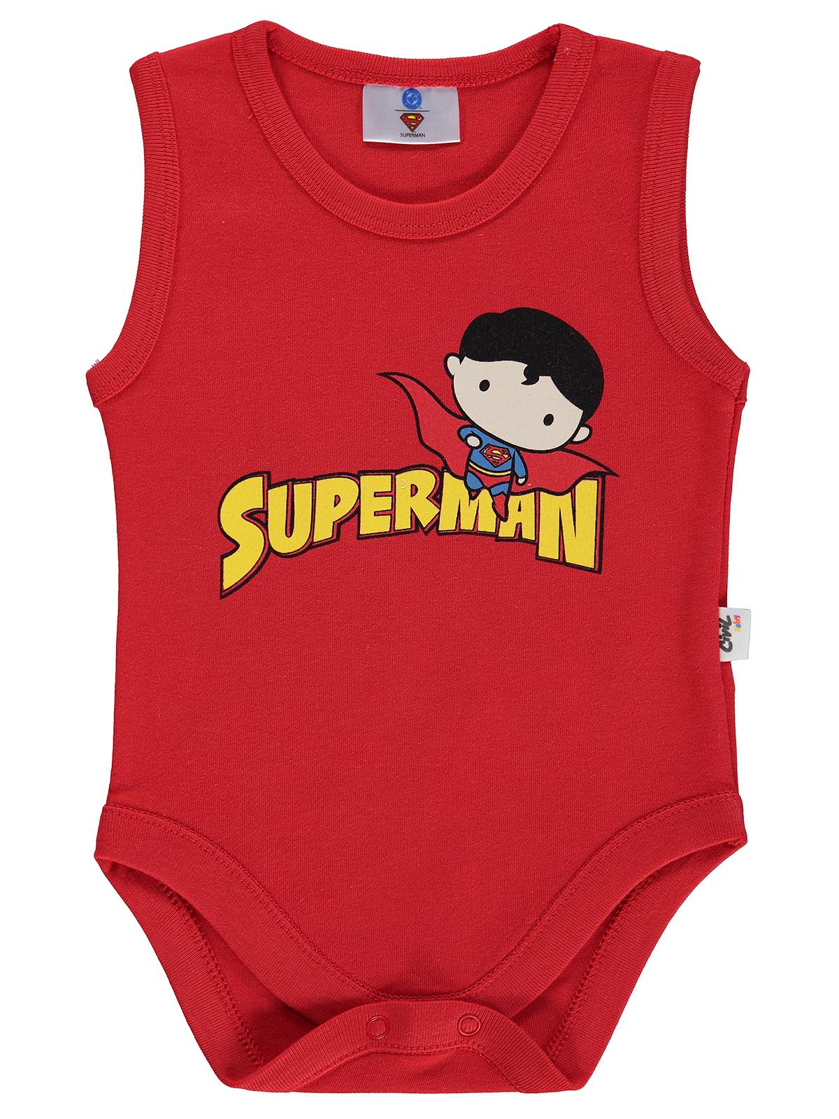 Civil Baby Superman Baskılı 3-18 Ay Çıtçıtlı Badi - Kırmızı