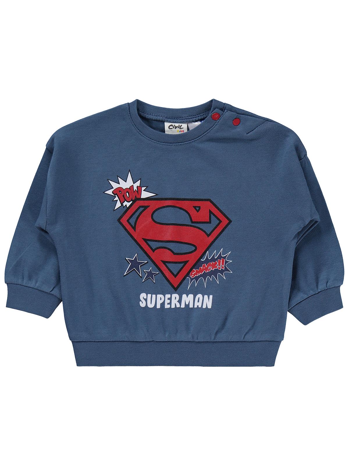 Civil Baby Superman Baskılı 3-18 Ay Takım - Mavi