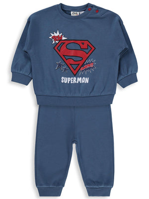 Civil Baby Superman Baskılı 3-18 Ay Takım - Mavi