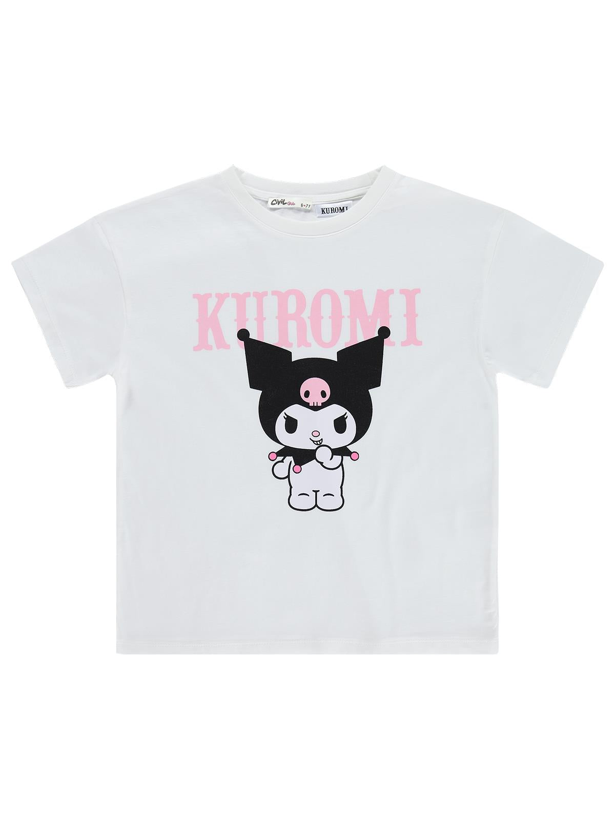 Kuromi 6-9 Yaş Tişört - Kırık Beyaz