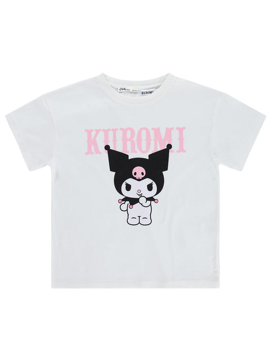 Kuromi 10-13 Yaş Tişört - Kırık Beyaz