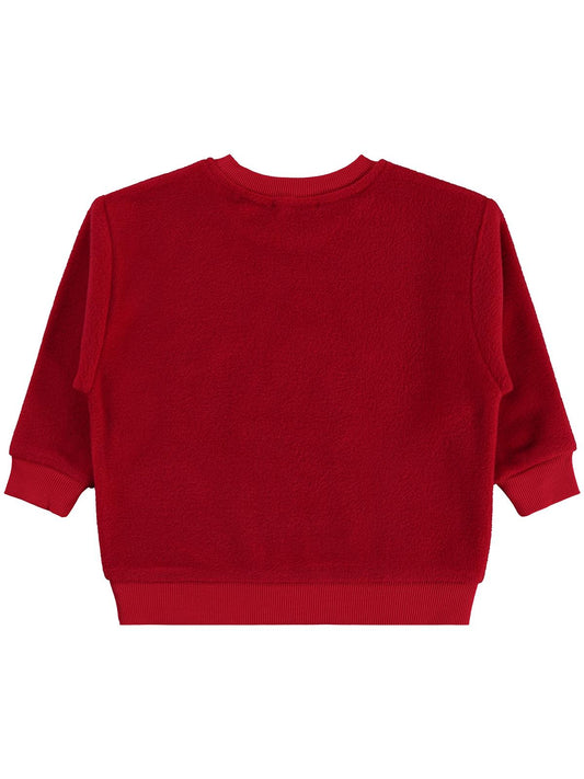 Civil Boys Erkek Çocuk Geyik Nakışlı Sweatshirt | Polar Uzun Kol | Okul Kreş ve Günlük Kullanım - Kırmızı