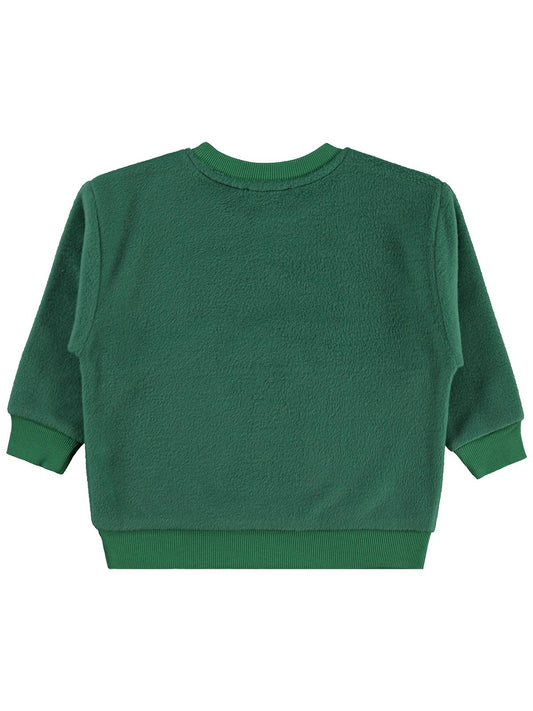 Civil Erkek Çocuk Geyik Nakışlı Sweatshirt | Polar Uzun Kol | Okul Kreş ve Günlük Kullanım - Yeşil