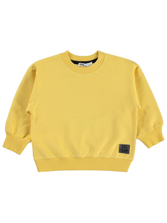 Civil Erkek Çocuk Armalı Sweatshirt | Fırçalı 2 İp Uzun Kol | Okul Kreş ve Günlük Kullanım - Hardal