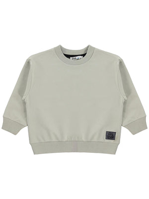 Civil Erkek Çocuk Armalı Sweatshirt | Fırçalı 2 İp Uzun Kol | Okul Kreş ve Günlük Kullanım - Bej