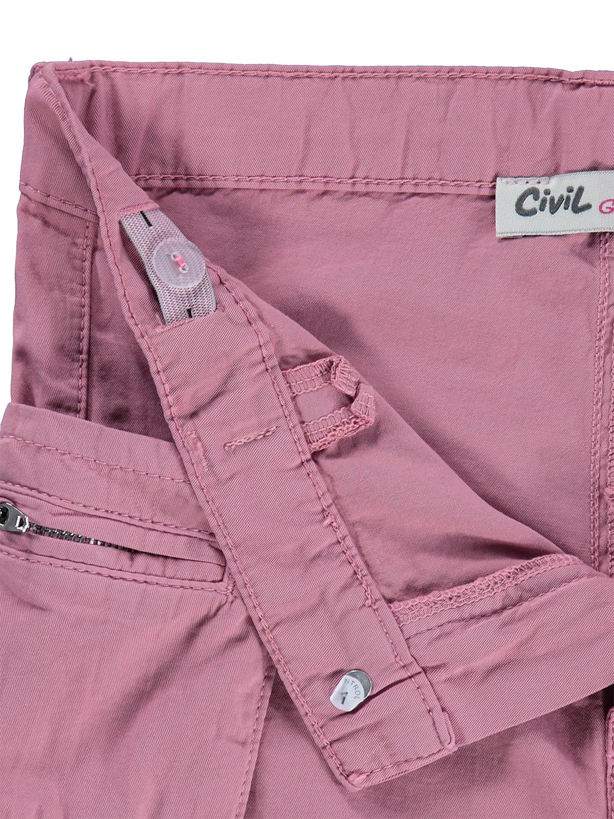 Civil Kız Çocuk Üç Cepli Kargo Pantolon | Gabardin | Okul Kreş ve Günlük Kullanım - Pembe