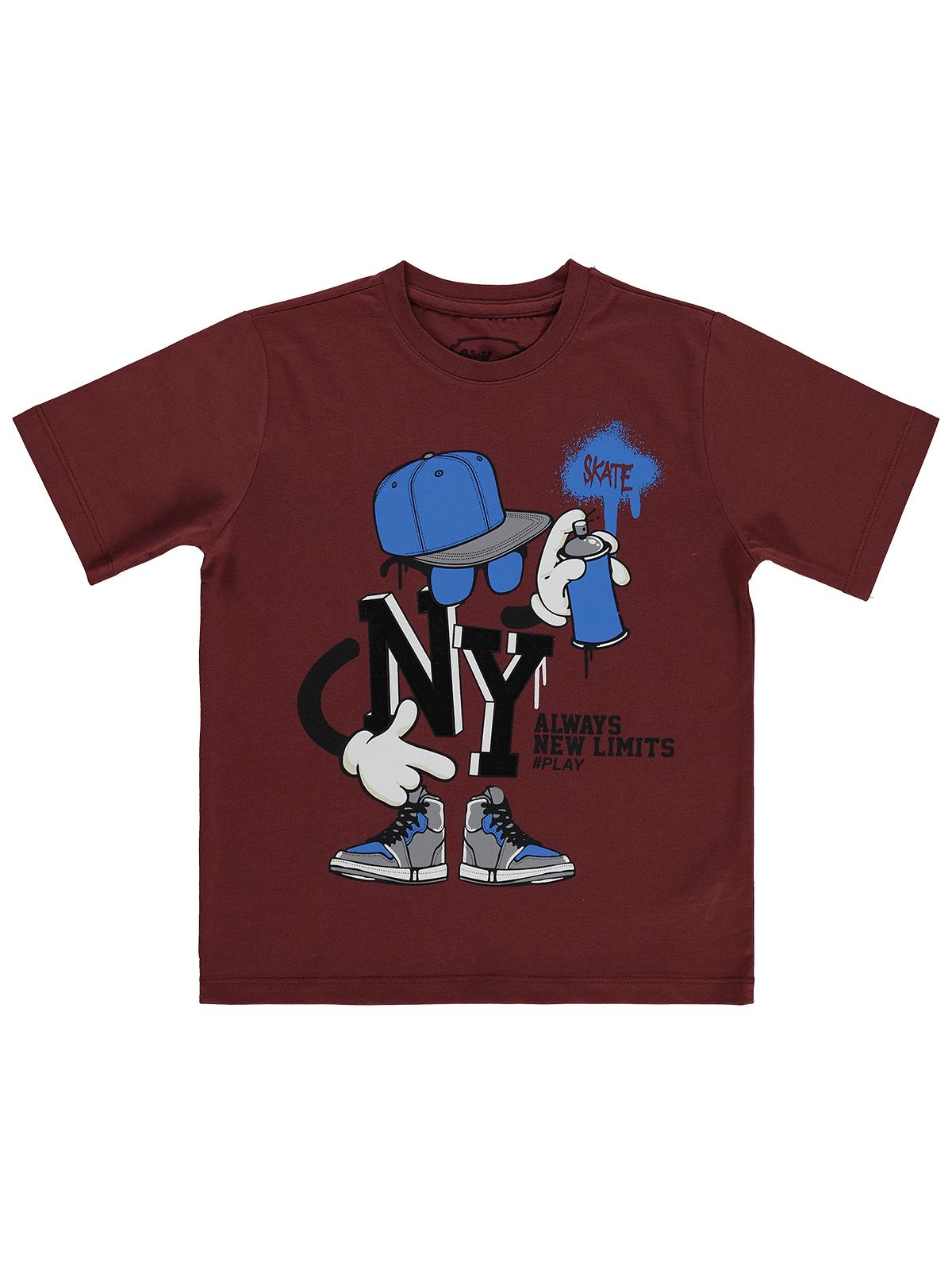Civil Boys NY Skate Sprey Basklı 6-9 Yaş Tişört - Turuncu