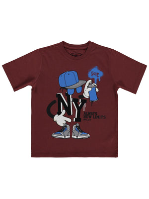 Civil Boys NY Skate Sprey Basklı 6-9 Yaş Tişört - Turuncu