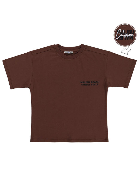 Civil Boys California Malıbu Baskılı 10-13 Yaş Tişört - Turuncu