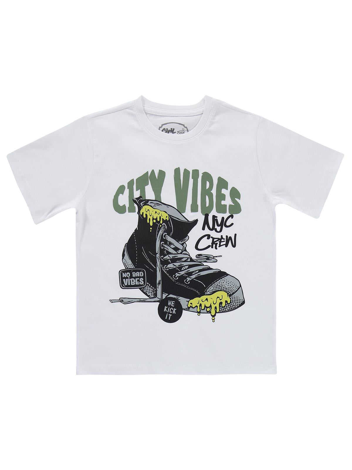 Civil Boys City Vibes Baskılı 6-9 Yaş Tişört - Beyaz