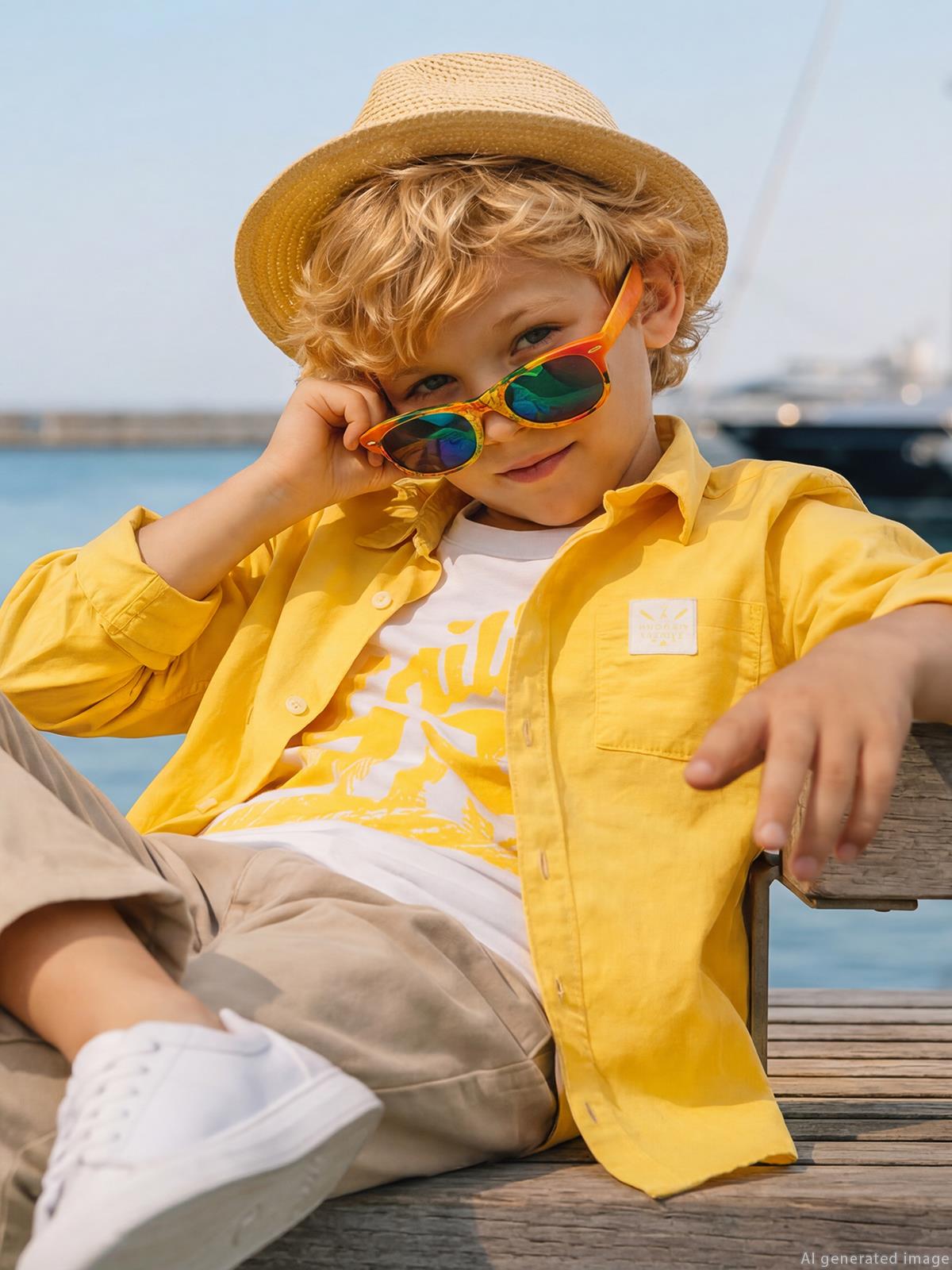 Civil Boys Sailin Baskılı Tişörtlü 2-5 Yaş Gömlek - Hardal
