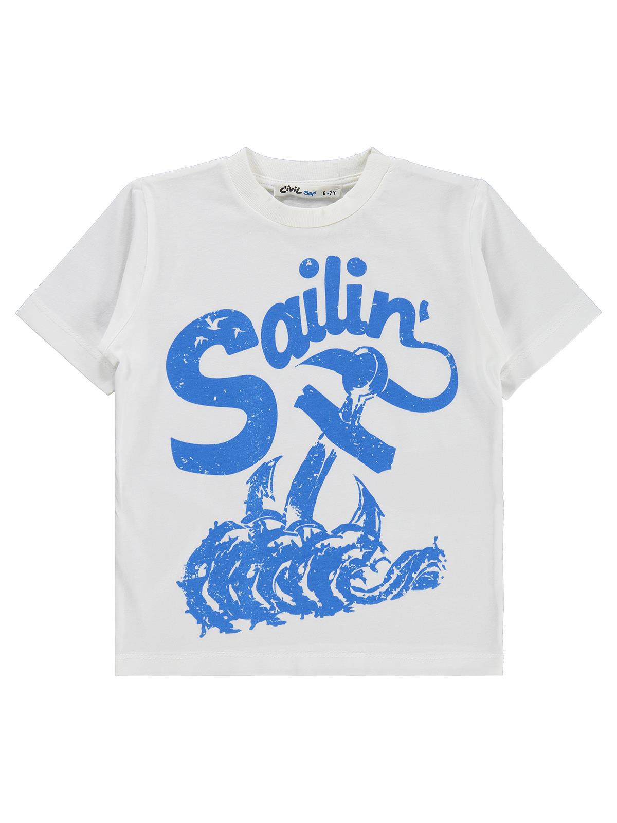 Civil Boys Sailin Baskılı Tişörtlü 6-9 Yaş Gömlek - Mavi