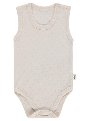 Civil Baby Jakarlı 3-36 Ay Çıtçıtlı Badi - Ekru