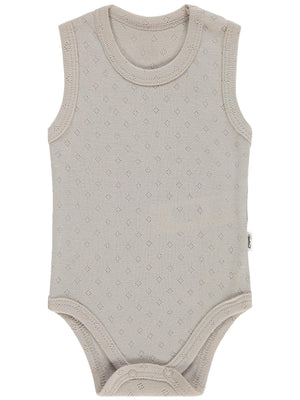 Civil Baby Jakarlı 3-36 Ay Çıtçıtlı Badi - Kahve