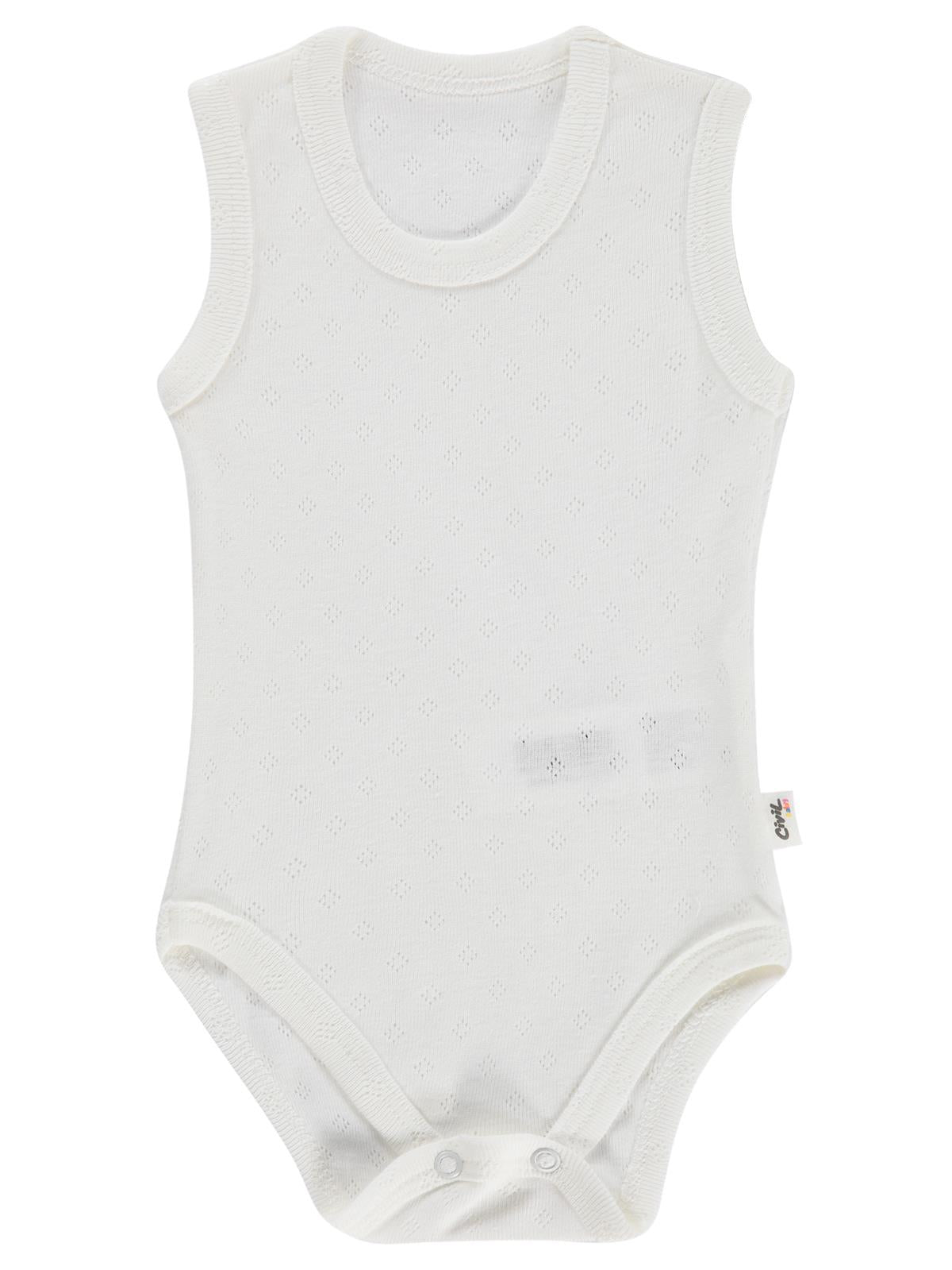 Civil Baby Jakarlı 3-36 Ay Çıtçıtlı Badi - Beyaz