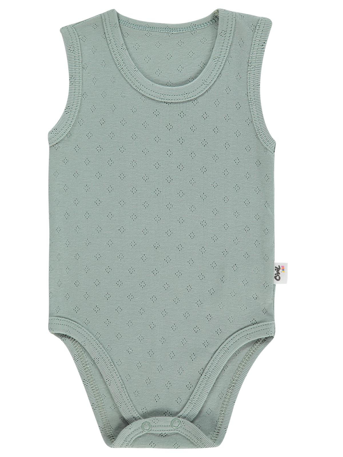 Civil Baby Jakarlı 3-36 Ay Çıtçıtlı Badi - Yeşil