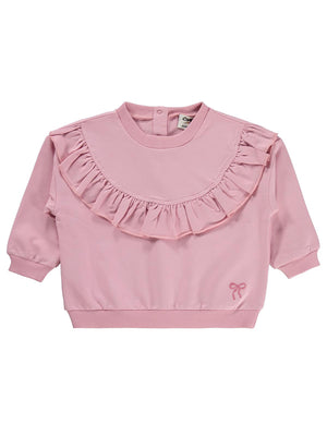 Civil Baby Fiyonk Nakışlı Fırfırlı 6-18 Ay Sweatshirt - Pembe