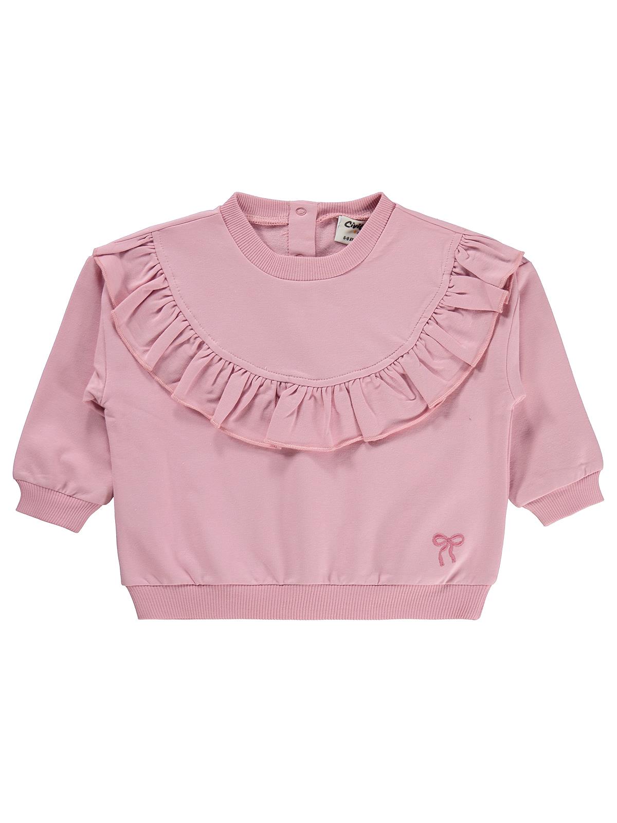 Civil Baby Fiyonk Nakışlı Fırfırlı 6-18 Ay Sweatshirt - Pembe