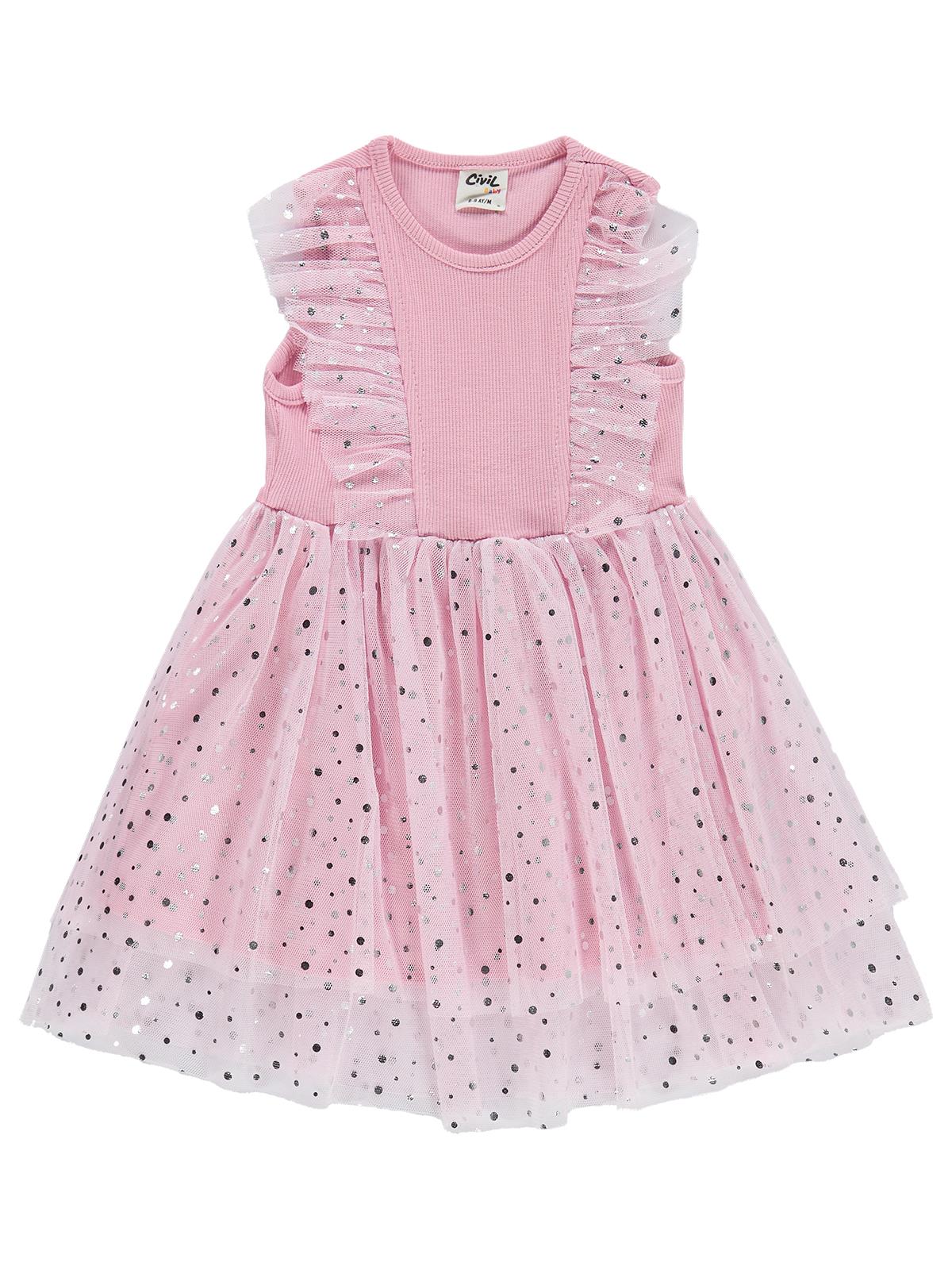 Civil Baby Puanlı Tül 6-18 Ay Elbise - Pembe