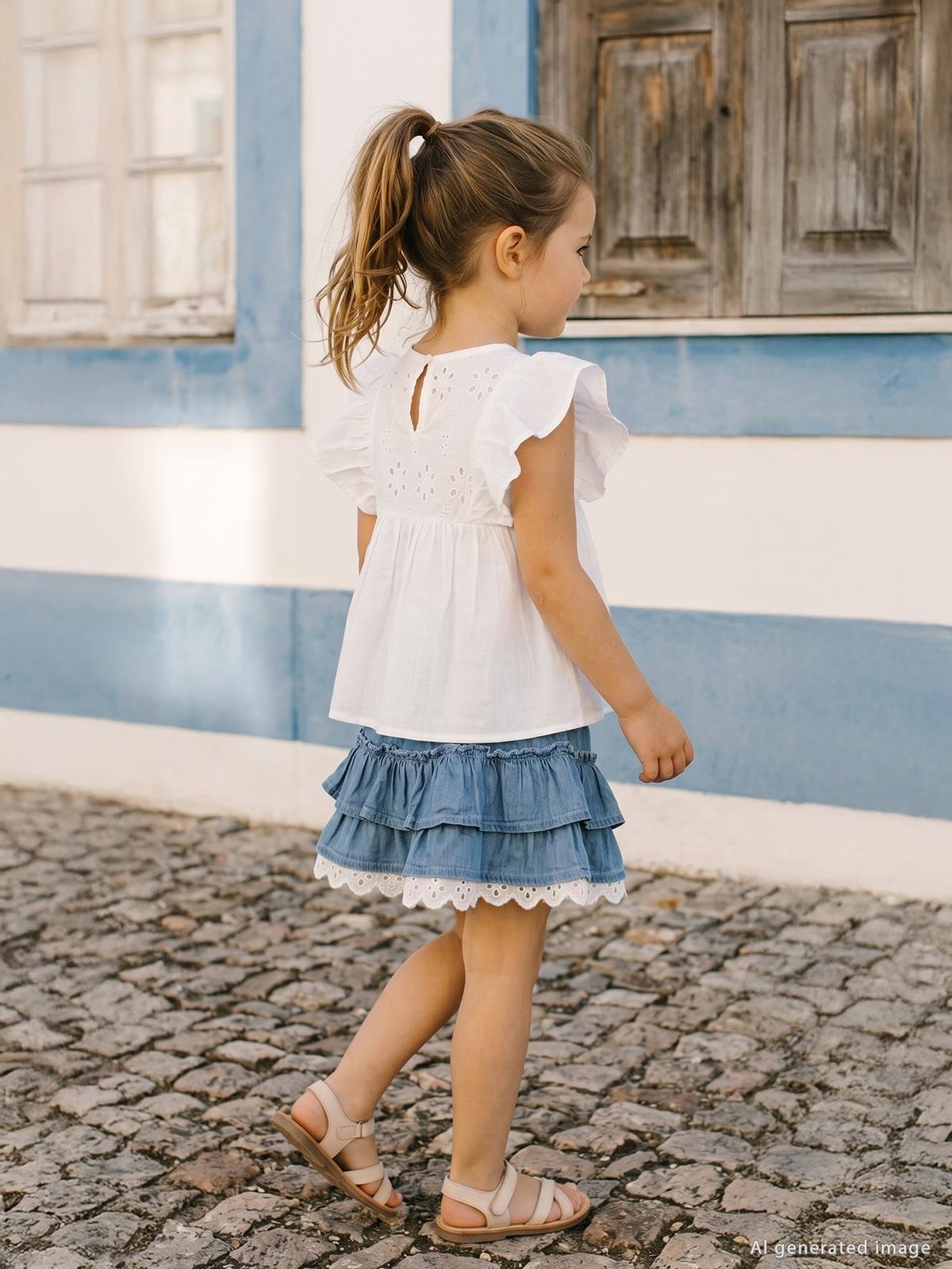 Civil Girls Kat Kat Etekli 2-5 Yaş Takım - Kırık Beyaz