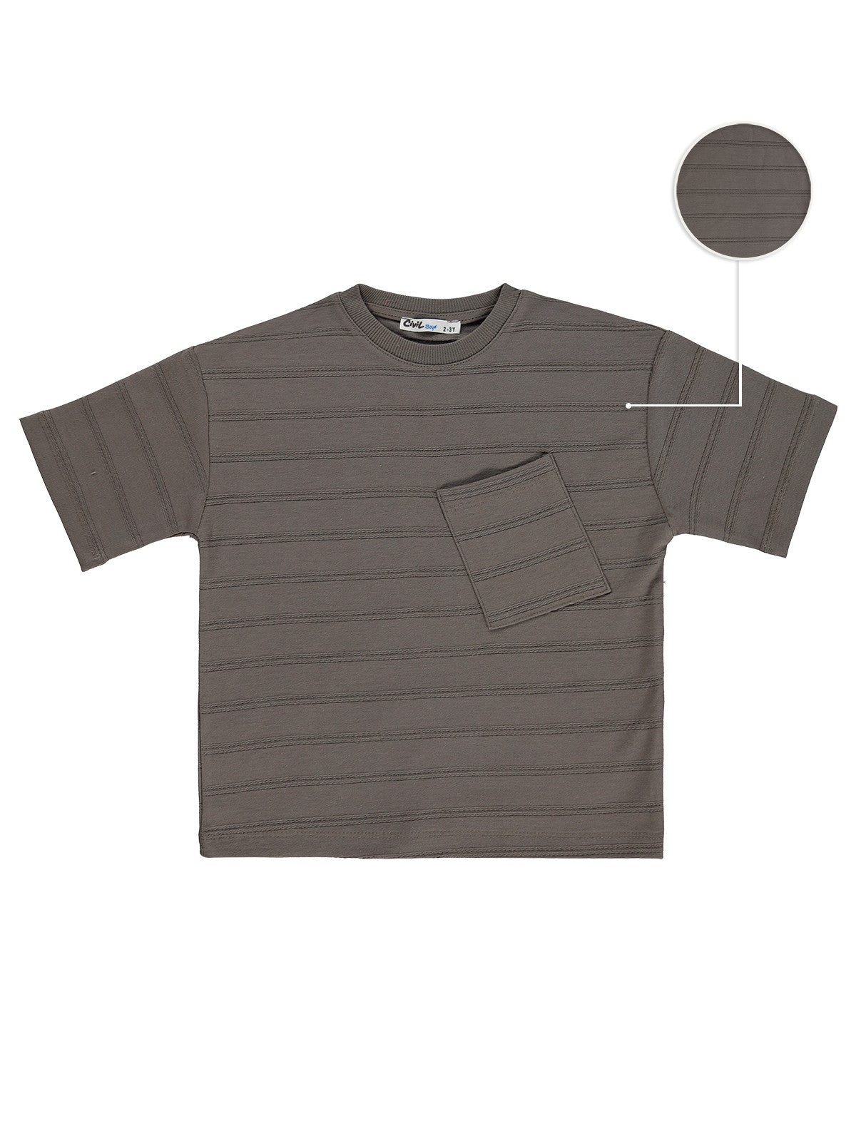 Civil Boys Basic Önü Cepli 2-5 Yaş Tişört - Kahverengi