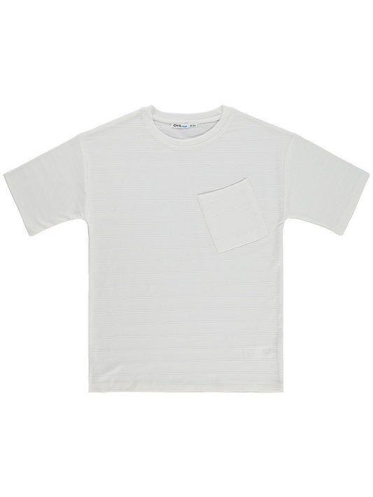 Civil Boys Basic Önü Cepli 10-13 Yaş Tişört - Beyaz