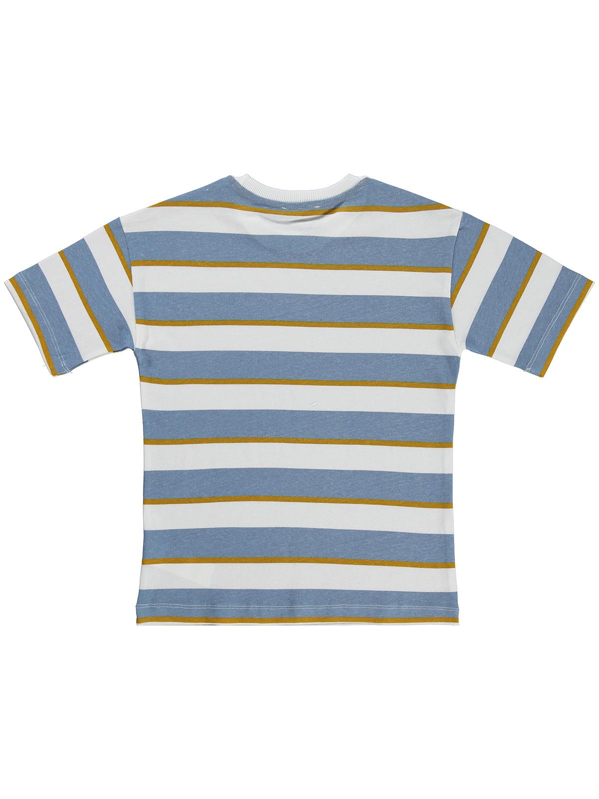 Civil Boys Basic Dokulu Çizgili 10-13 Yaş Tişört - Mavi
