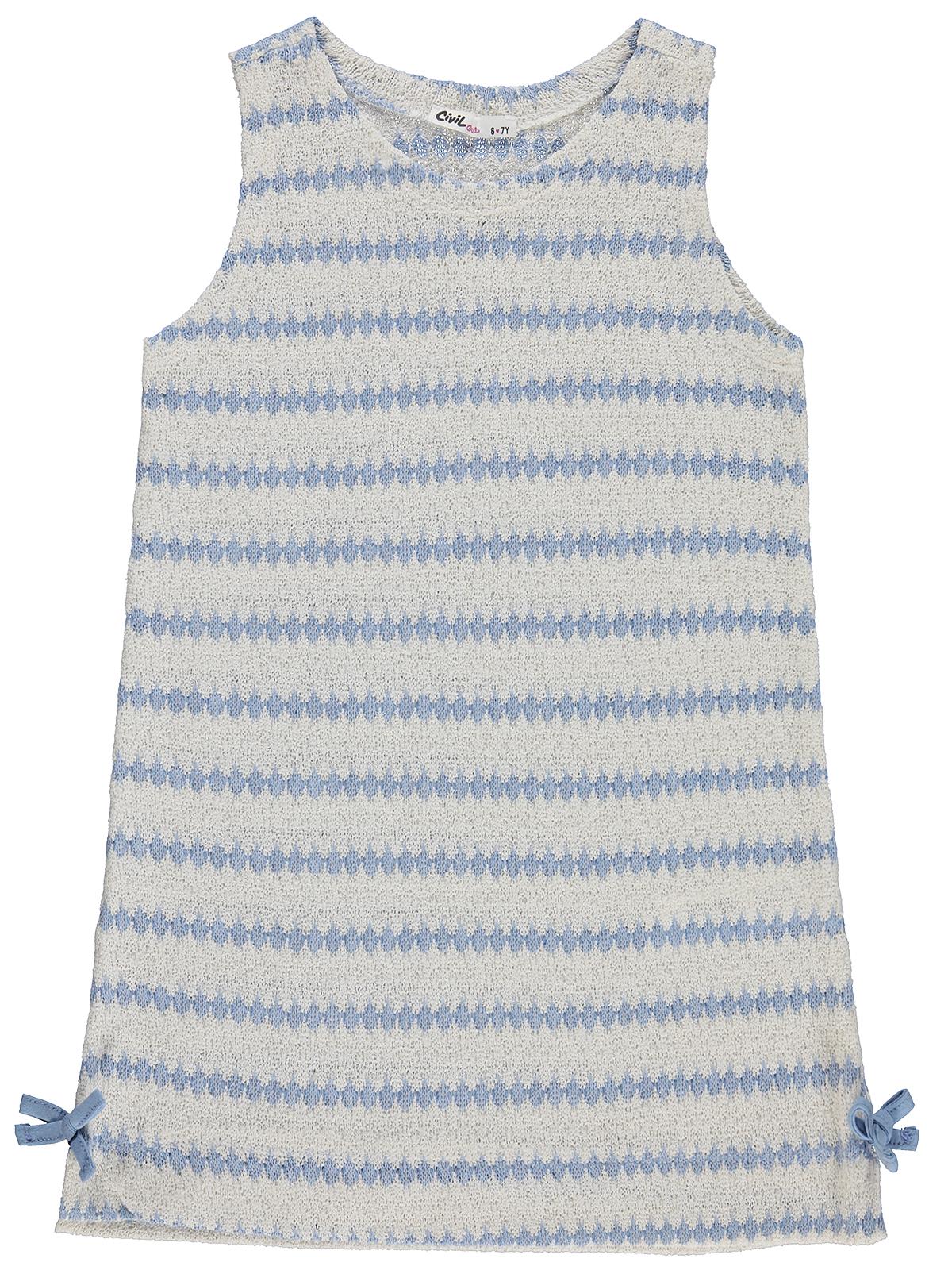 Civil Girls Fiyonklu 6-9 Yaş Elbise - Mavi
