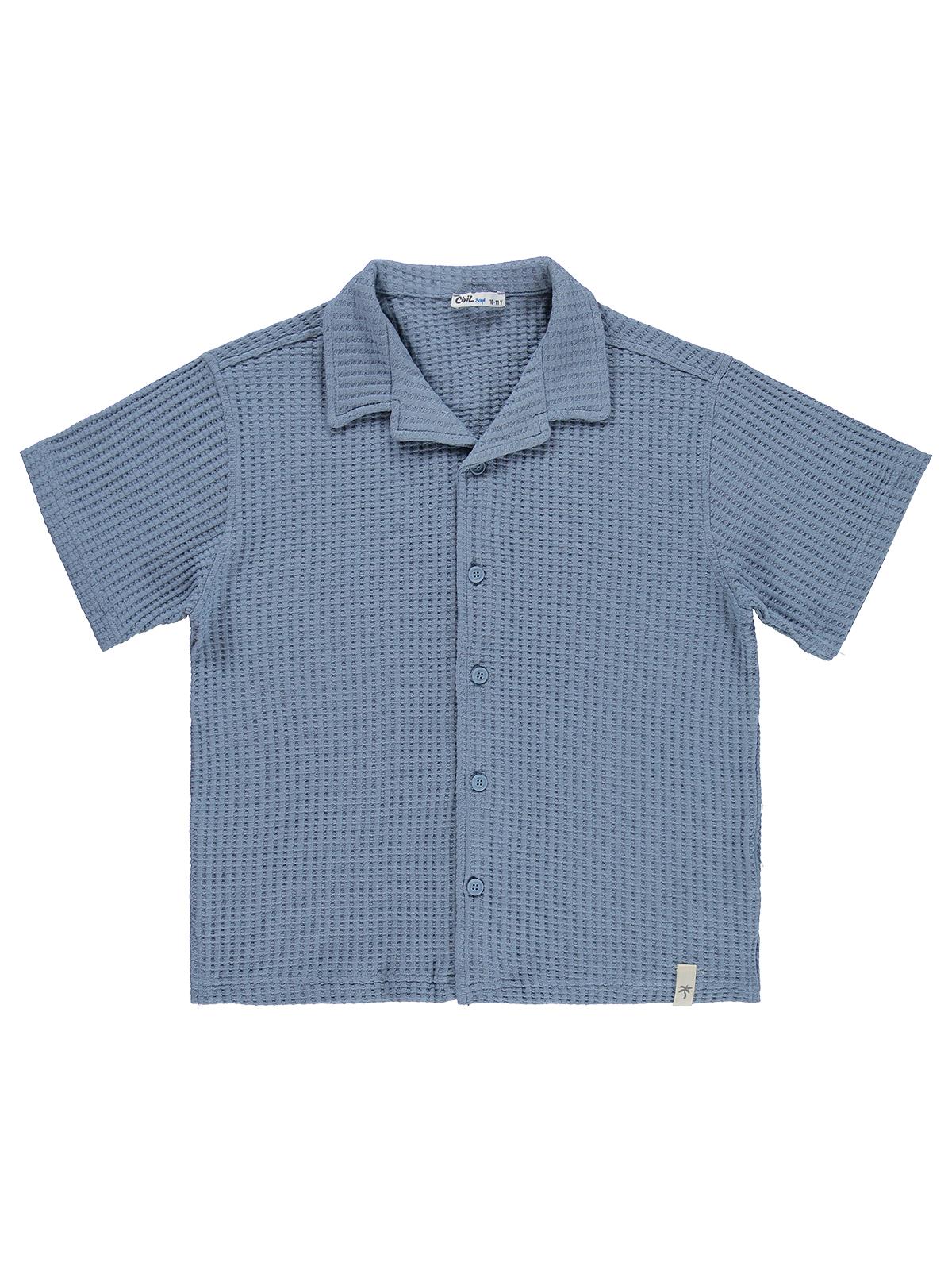 Civil Boys Basic Waffle 10-13 Yaş Gömlek - Mavi