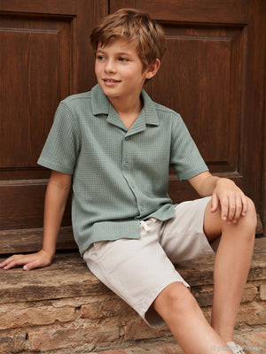 Civil Boys Basic Waffle 6-9 Yaş Gömlek - Yeşil