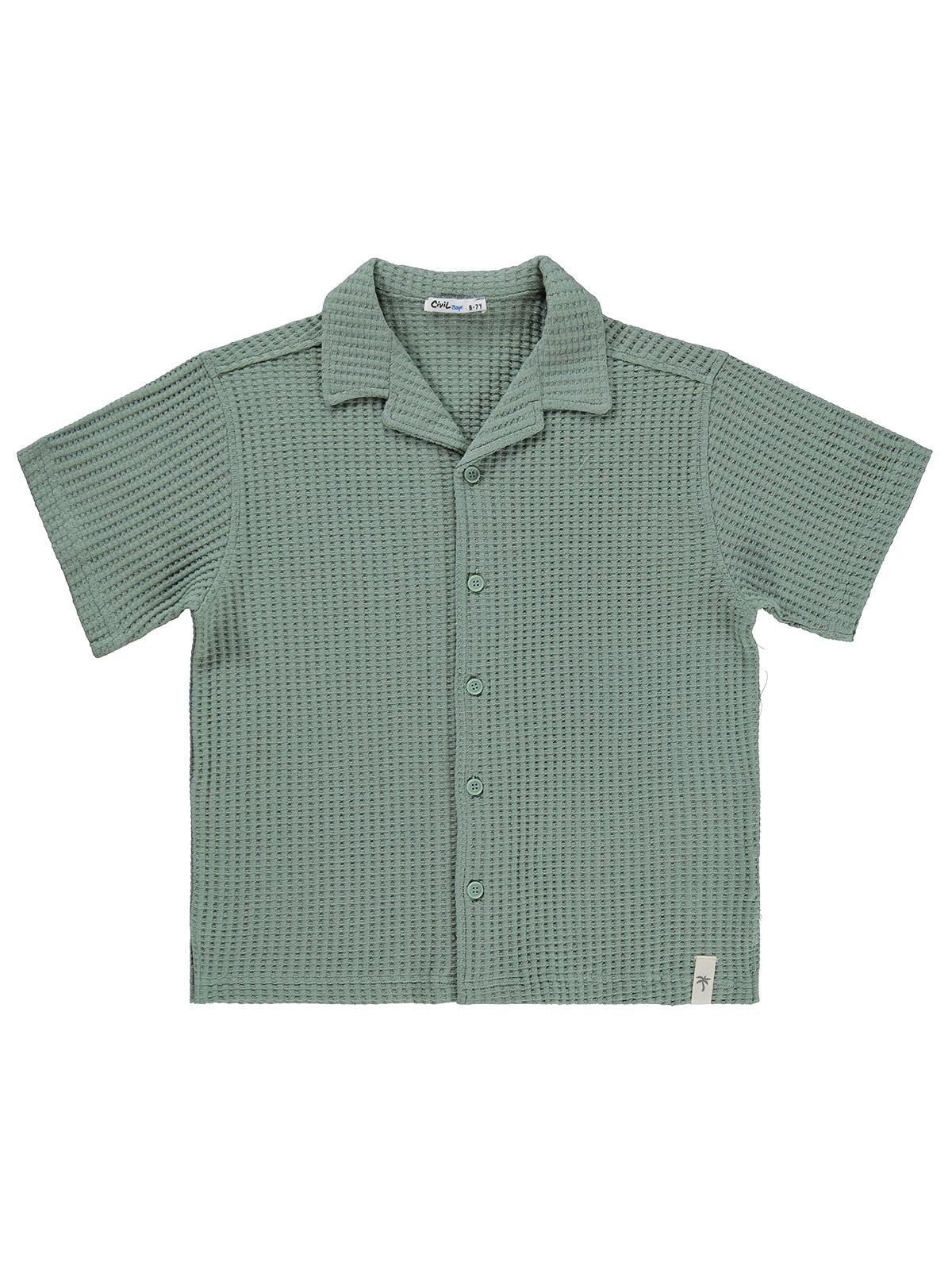 Civil Boys Basic Waffle 6-9 Yaş Gömlek - Yeşil