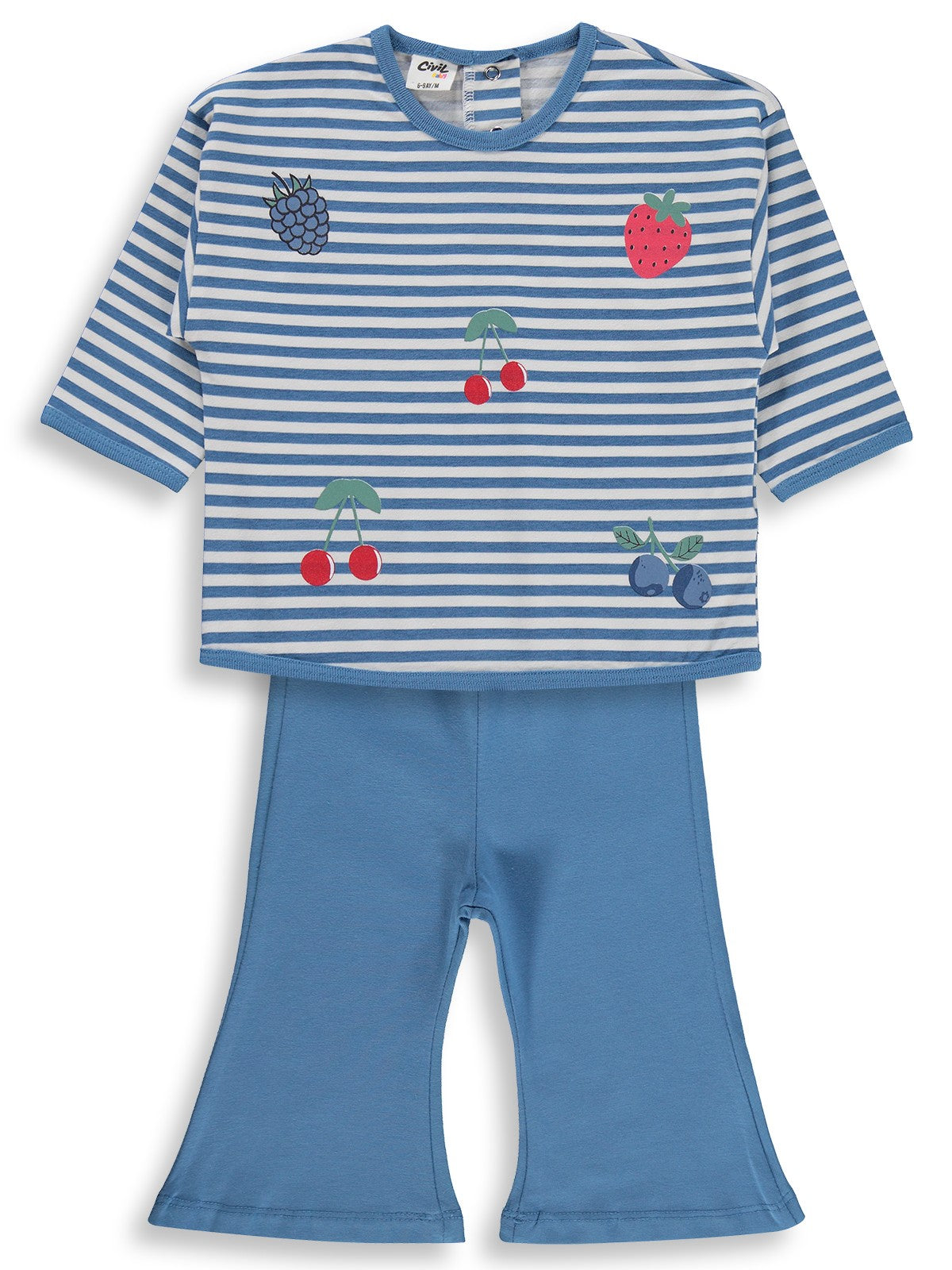 Civil Baby Karışık Meyve Baskılı 6-18 Ay Takım - Pastel Mavi