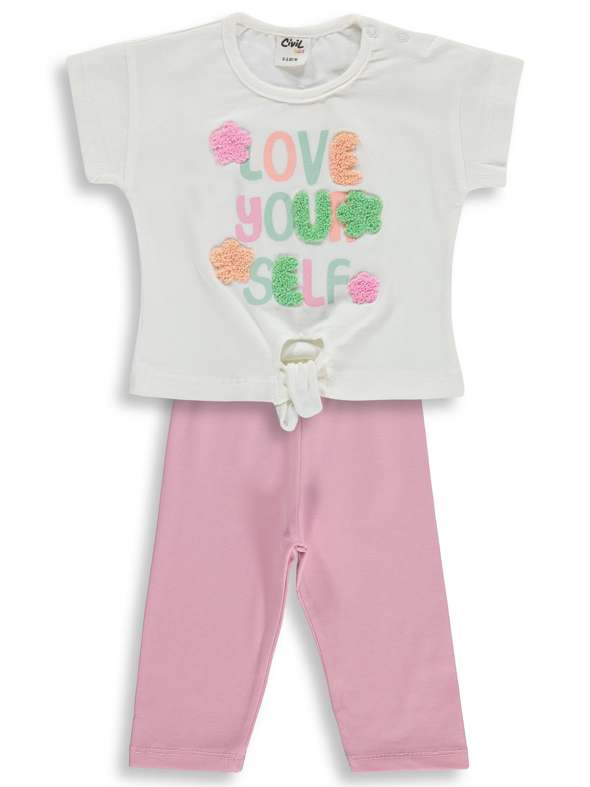 Civil Baby Garnili Çiçek Baskılı 6-18 Ay Takım - Ekru