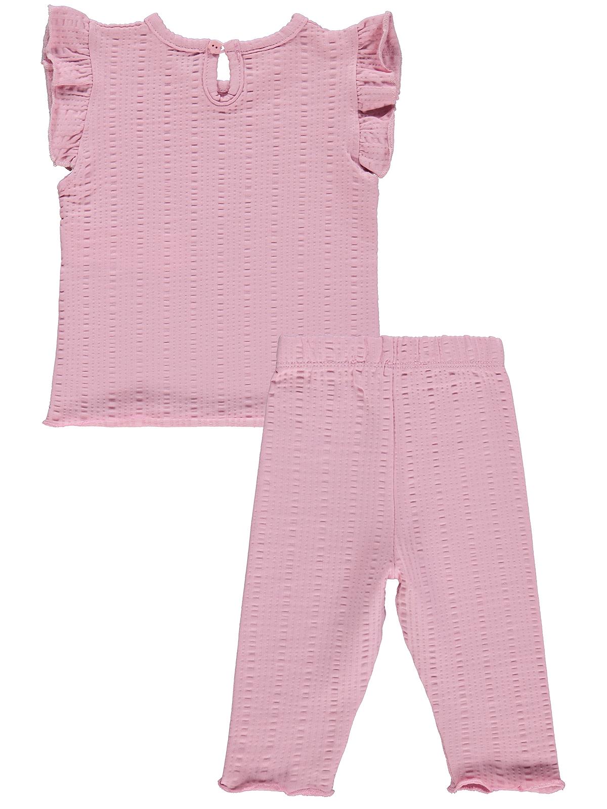 Civil Baby Çizgi Raporlu Papatya Düğmeli 6-18 Ay Takım - Pembe